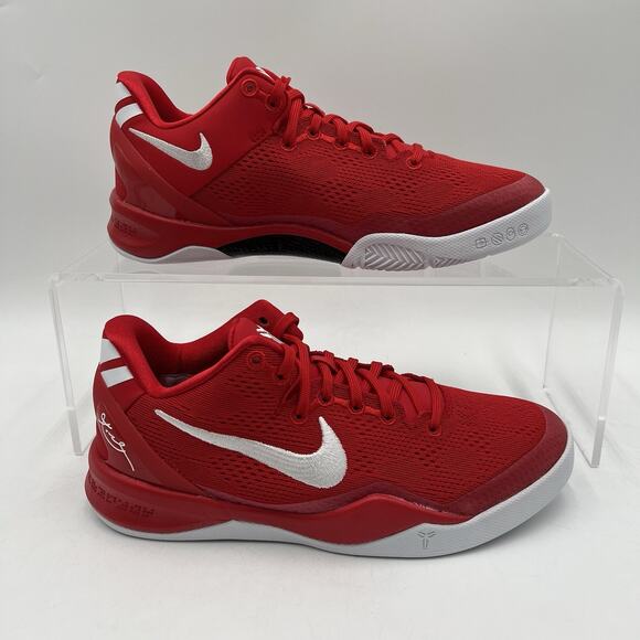 Kids Size 4Y Nike Kobe 8 GS University Red White Basketball Shoes FN0266 601 NEW - Picture 1 of 5